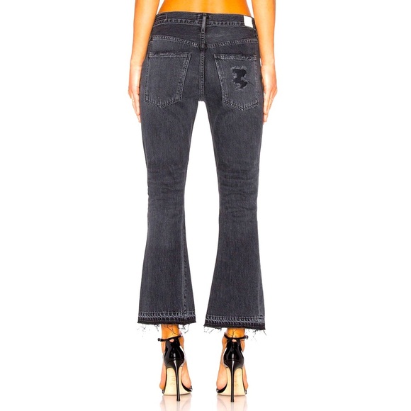 Citizens Of Humanity Sasha Twist Crop Flare Low Slung Sz 27 Black Hawk Wide Leg - Picture 3 of 16